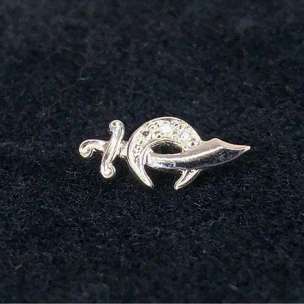 Vintage Anson Sterling Silver Shiner Masonic Rhinestone Lapel Tie Pin Tack Sword
